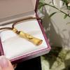 Retro Brushed Frosted Brown Rope Bamboo Joint Necklace Luxury Plant Cylindrical Pendant Classical Collarbone Chain Zircon Gift