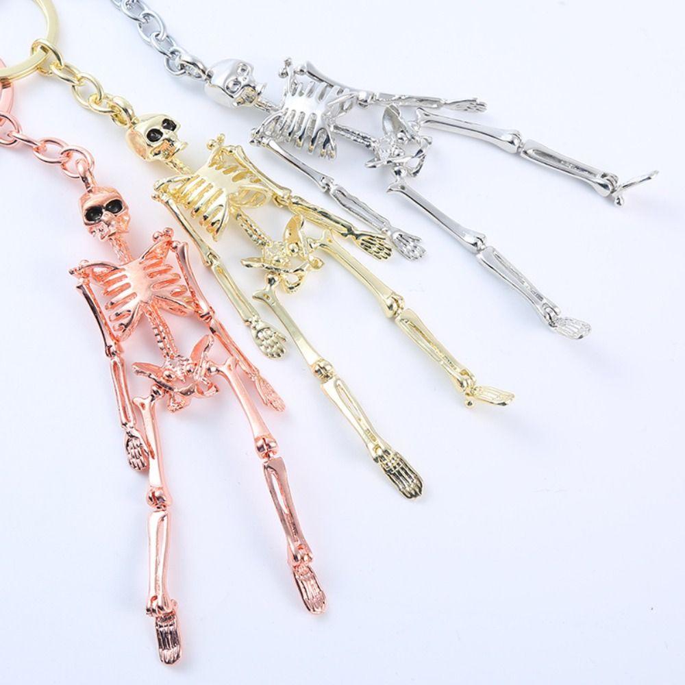 Movable Human Skeleton Pendant Punk Style Gothic Keychain Novelty Skull Keychain Halloween