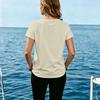 Damen Freizeit T-Shirt mit kurzen Ärmeln, Rundhalsausschnitt, Knopfdetail, Weicher Stoff, Lockere Passform, Sommer Oberteil