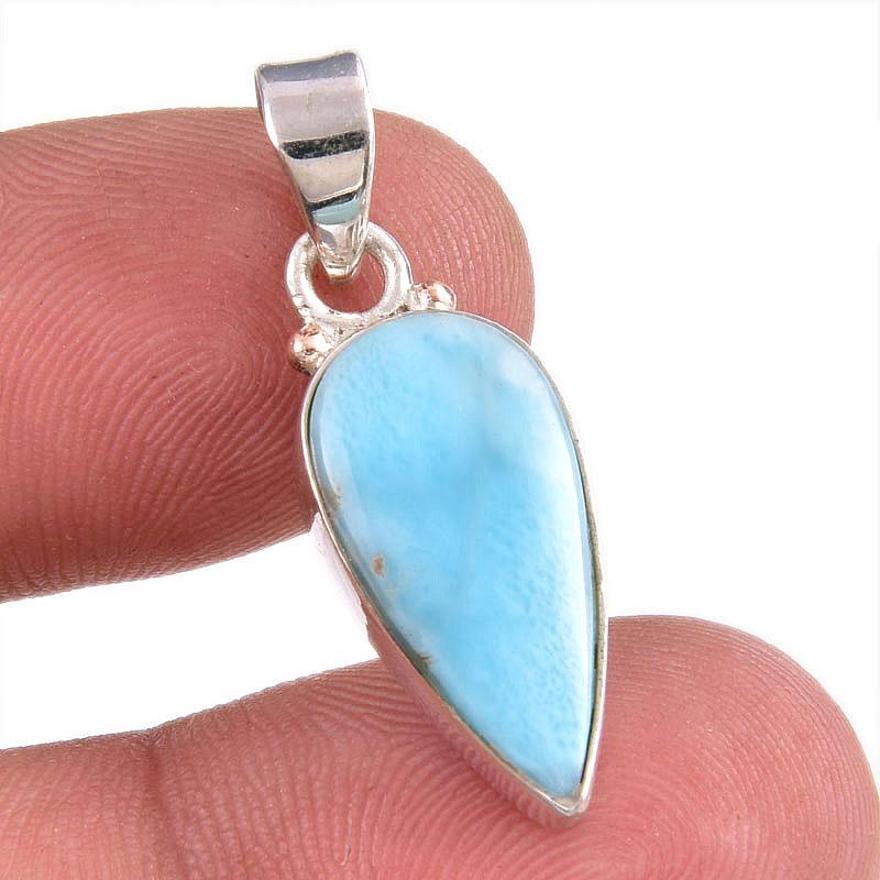 

Подвеска из чистого серебра 925 пробы Natural Republic с драгоценным камнем Ларимар 1,25 дюйма j5A30