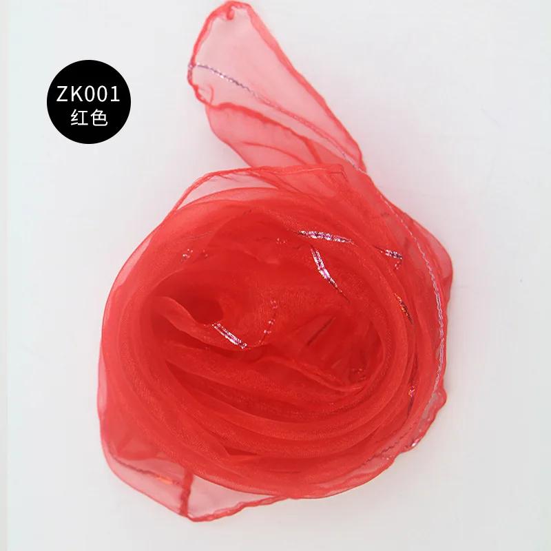 10pcs 60x60cm Solid Colors Chiffon Organza Silky Scarf Baby Girls Children Kindergarten Dance Performance Square Neck Scarf