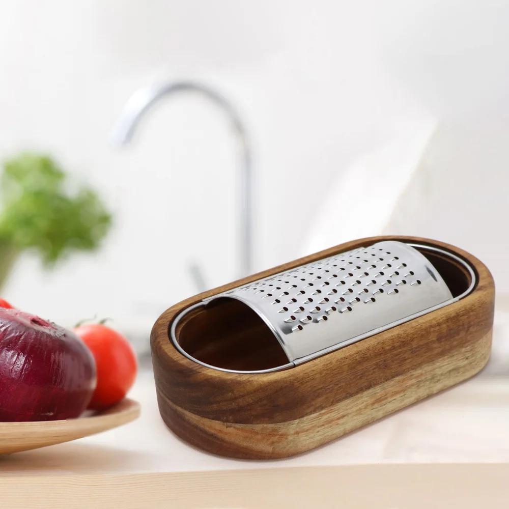 Stainless Steel Cheese Grater with Wood Handle, Vegetable Grater, Citrus Shredder Cheese or Lemon Fruit, Household Kitchen Tools