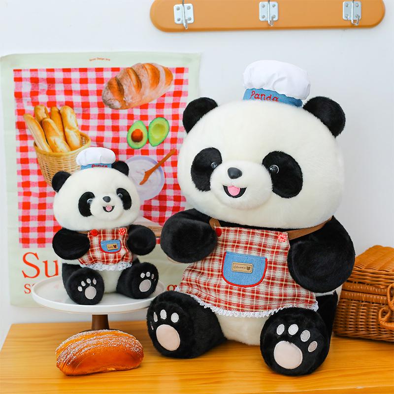 Cute Chef Panda Plush Toy with Apron - Children's Comfort Doll & Birthday Gift