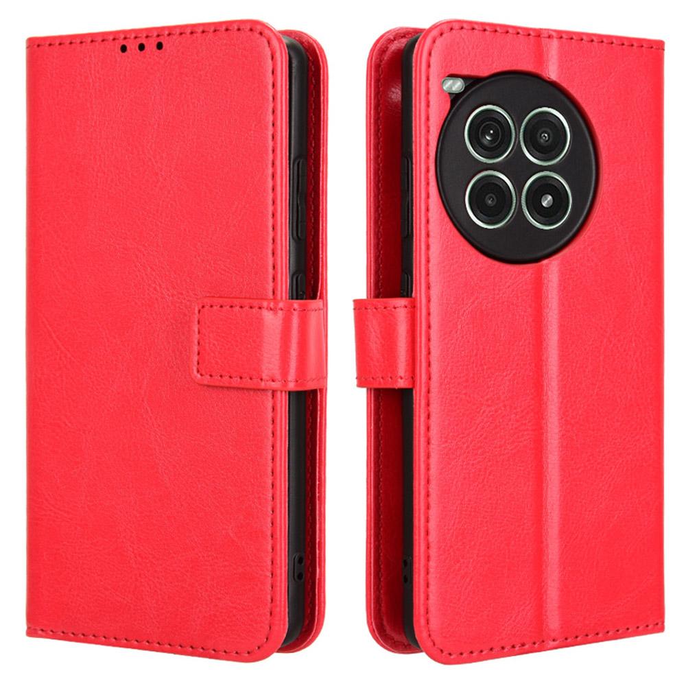 For OnePlus Ace 3 Pro 5G Wallet Case Leather Phone Cover Crazy Horse Texture