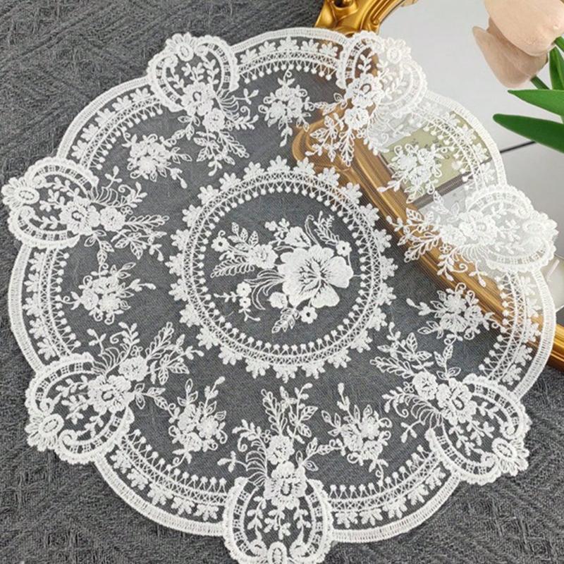 1pc Vintage Crochet Lace Tablecloth Floral Pattern - Perfect As Heat Resistant Air Fryer Dust Cover, and Home Decor Lace Tablecloth Bohemian Placemat