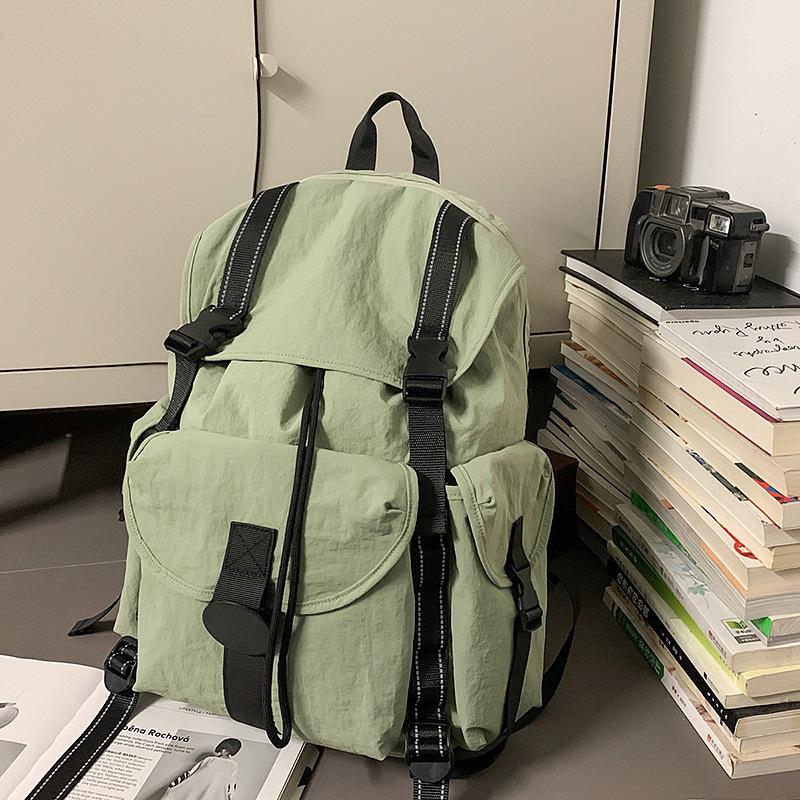 Schoolbag Casual Simple Large Capacity Drawstring Flip Outdoor Lightweight Backpack Travel Mountaineering Computer Backpack Student School Bag