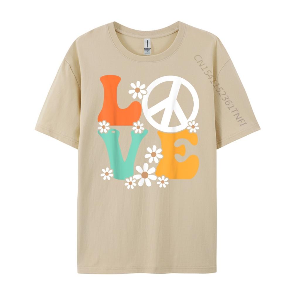 Peace Sign Love 60s 70s Costume Groovy Hippie Theme Party Funny Shirts Women Anime T Shirts Mother's Day