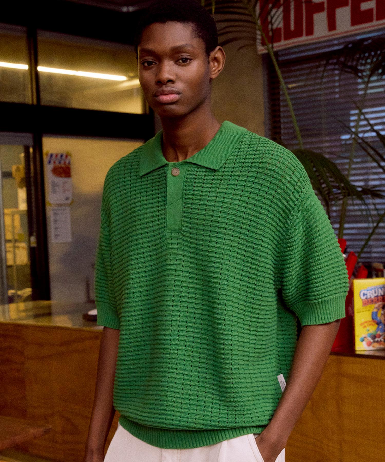 Dirty One Punching Collar Sweater (Forest Green) Reference/1