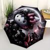 Gothic Hello Kitty Automatic Umbrella-Foldable, Durable 8-Bone Design, Compact and Stylish, Great for Camping, Halloween, Christmas, Mother'