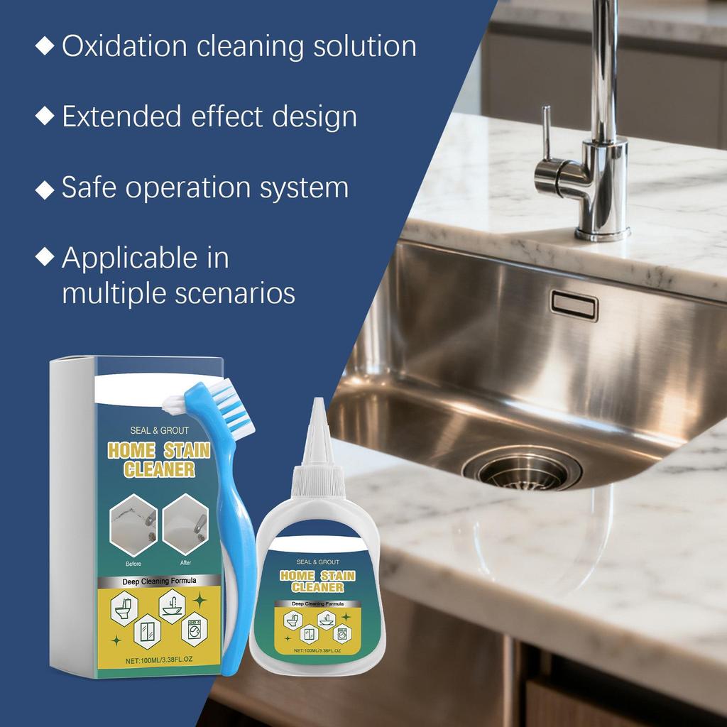Universal Multi-Effect Stain Removal Gel for Tile Grout - No Splatter, Convenient Pack