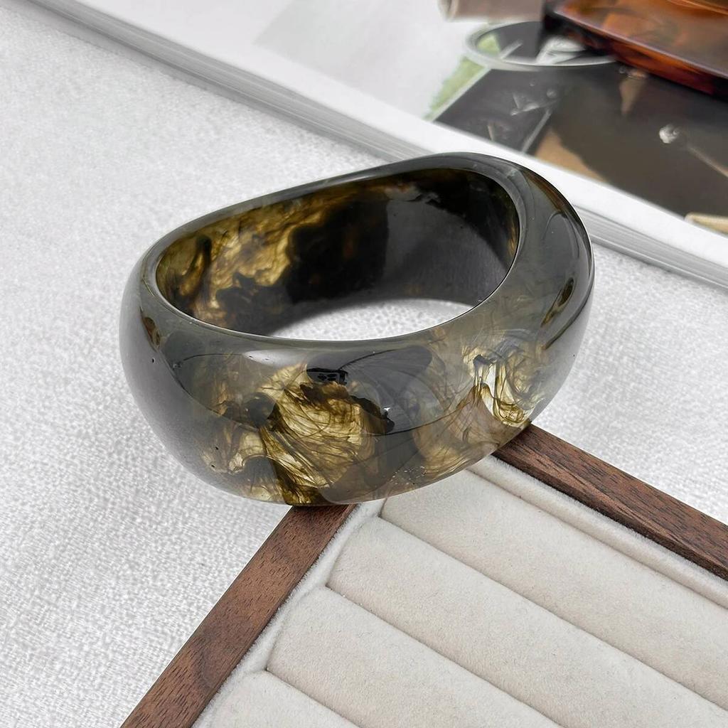 Ingemark Vintage Irregular Resin Acrylic Wide Bracelet Women New Fashion Geometric Stackable Chunky Bangle Bracelet Jewelry New