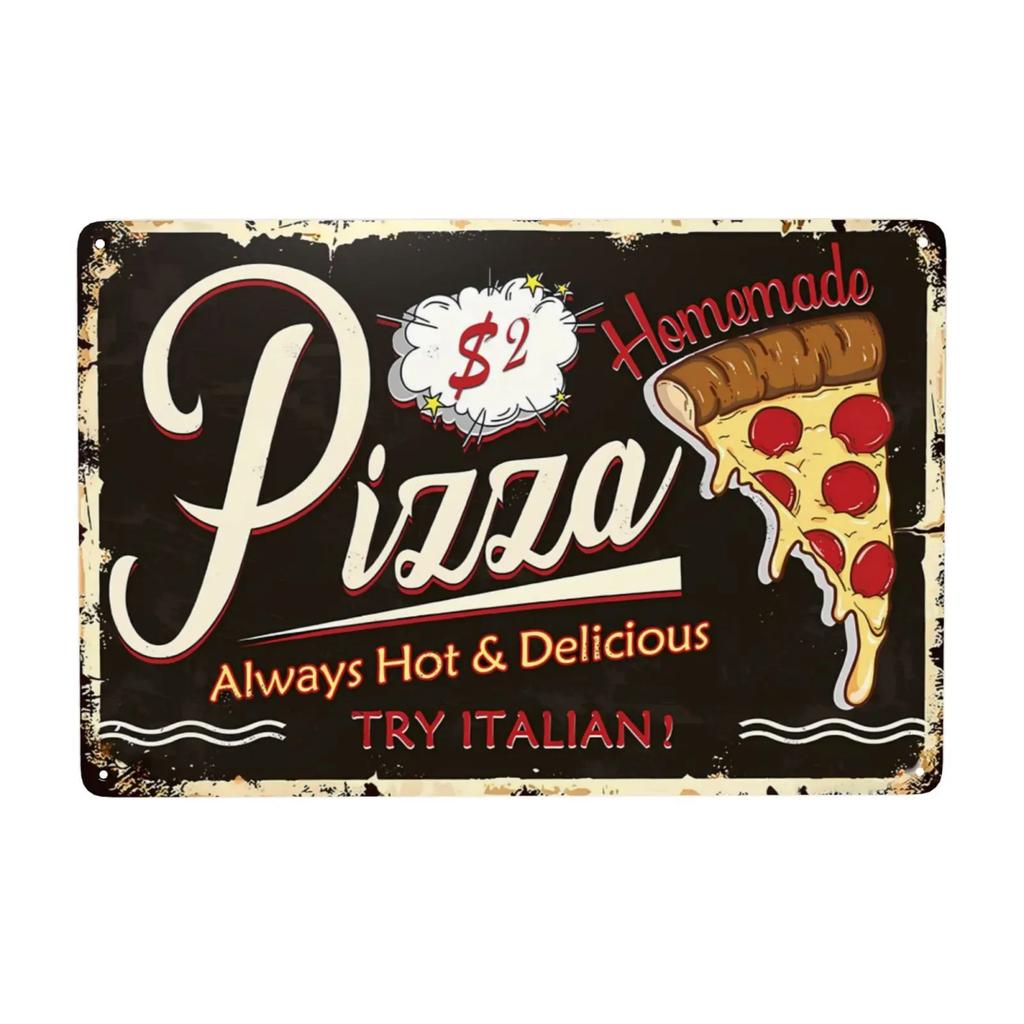 1pc Sandwiches Dlicious Burgers Pizza Hot Dog Fast Food Metal Signs, Retro Wall Decor for Home Kitchen Restaurant Bar 12x8 Inch