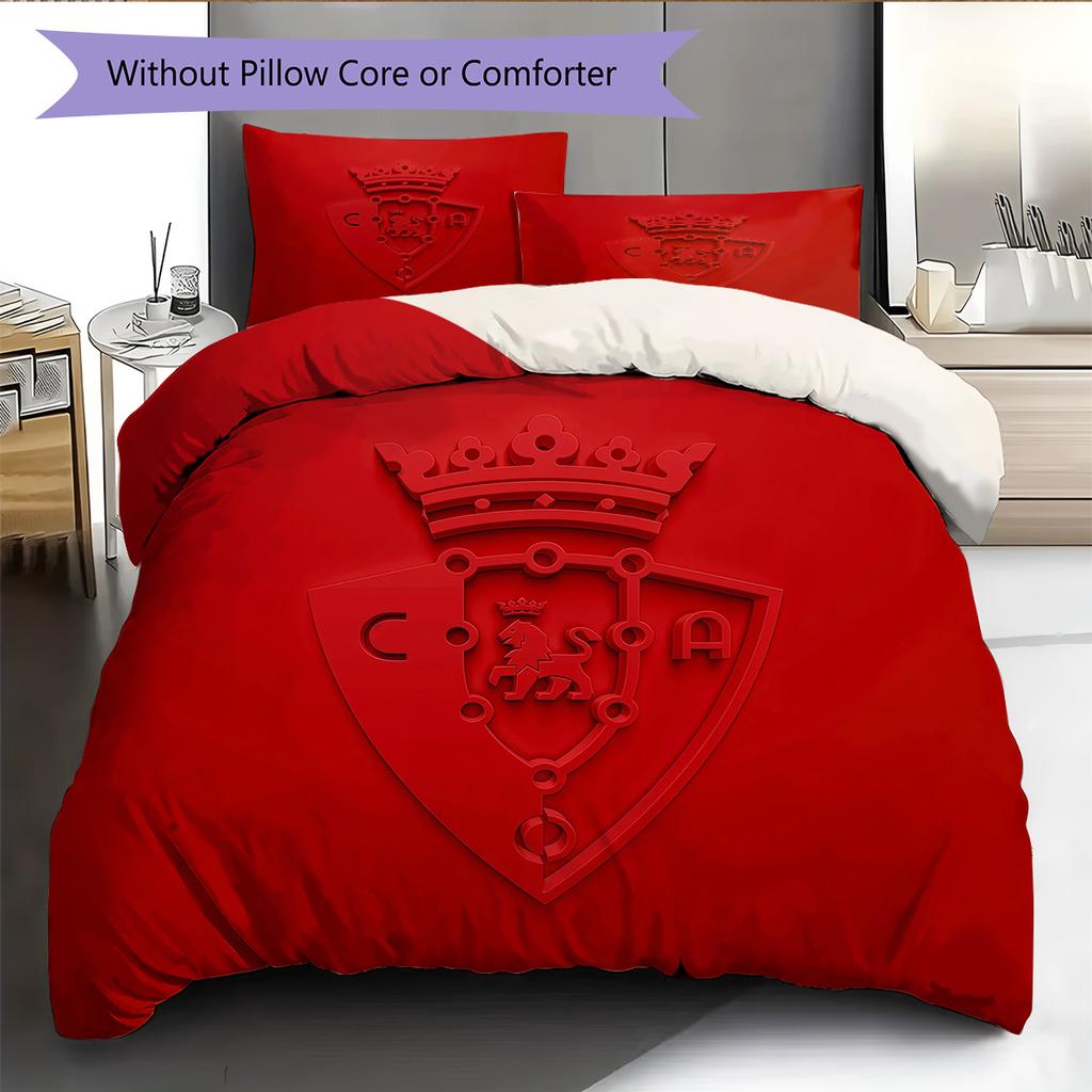 CA Osasuna2 Pattern Bedding Quilt Set Home Decoration Gift (1 * Duvet Cover + 2 * Pillowcase Without Core)