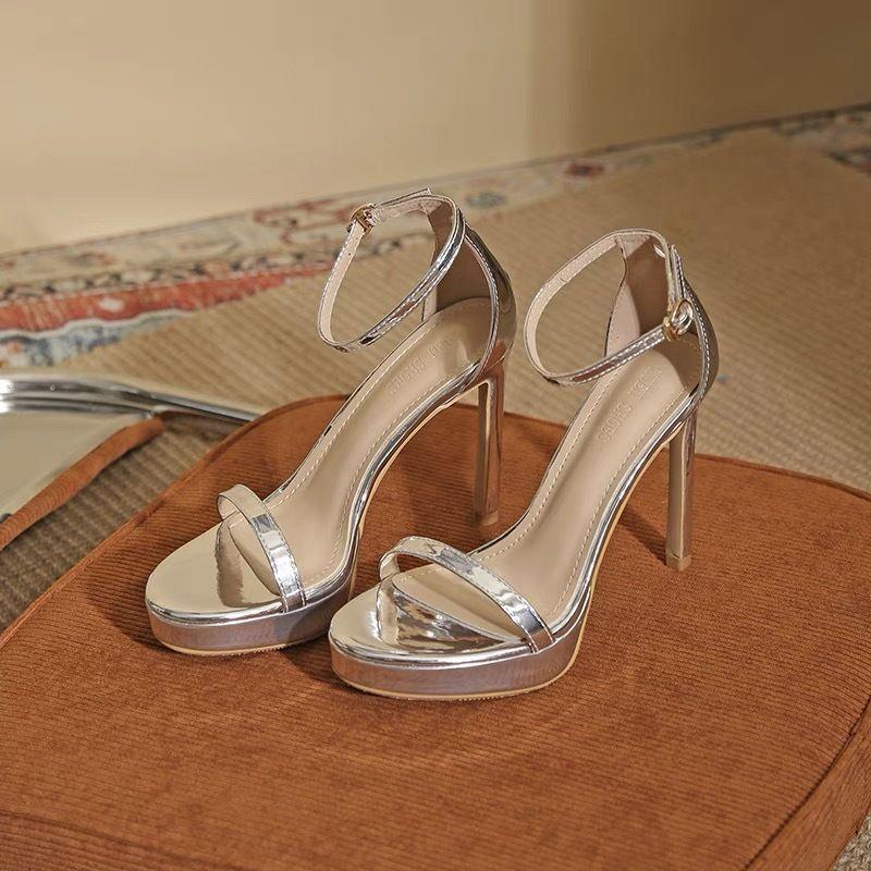 Versatile open-toed sexy thin heel waterproof table high heels temperament summer new one-word belt sandals women