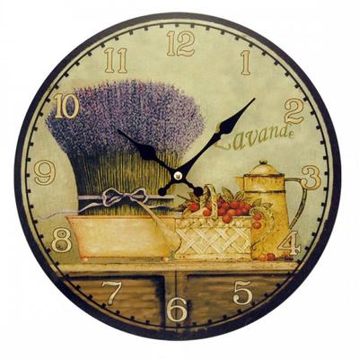 [A2813] - Wooden Wall Clock 'Terroir Français' Lavender - 28 Cm