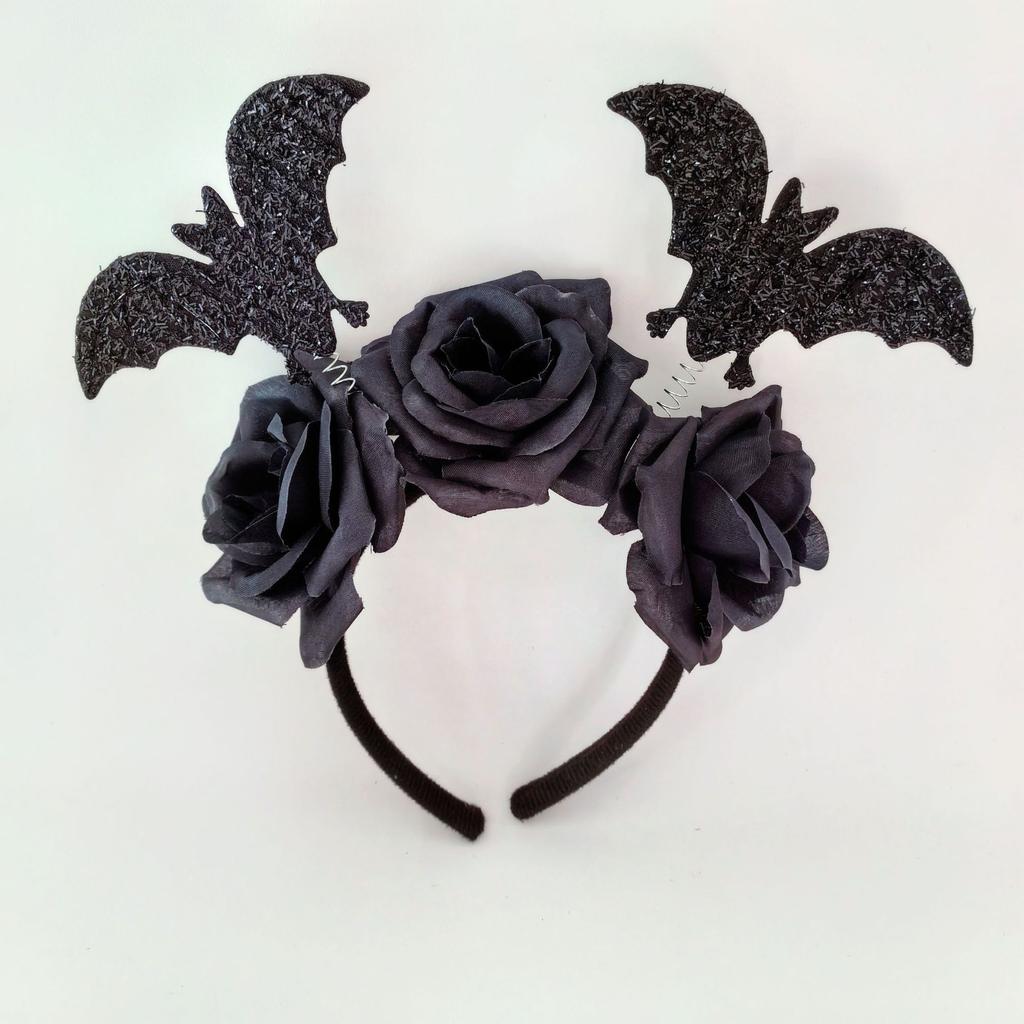 Halloween Black Bat Headband Ghost Festival Party Witch Mischievous Rose Adult Hair Accessories