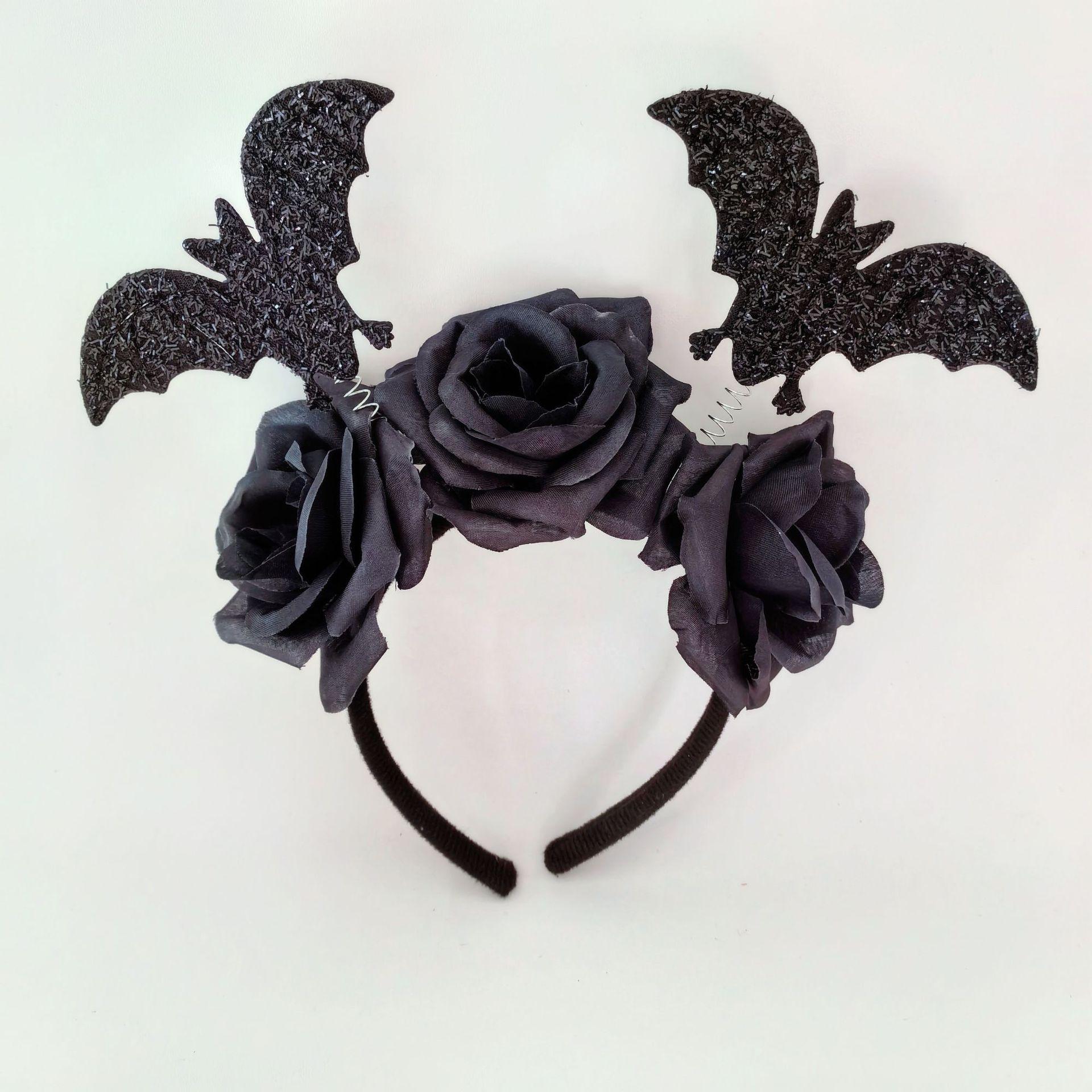 

Halloween Black Bat Headband Ghost Festival Party Witch Mischievous Rose Adult Hair Accessories чёрный