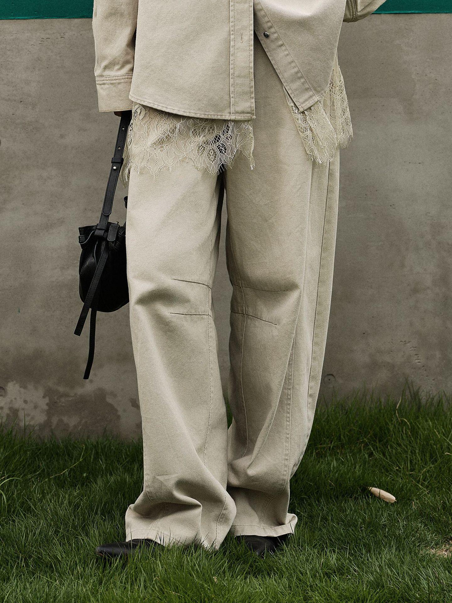 

2026 Spring Women s Versatile Cotton Casual Trousers - Deconstructed, Loose & Slimming Straight Leg Pants M бежевый