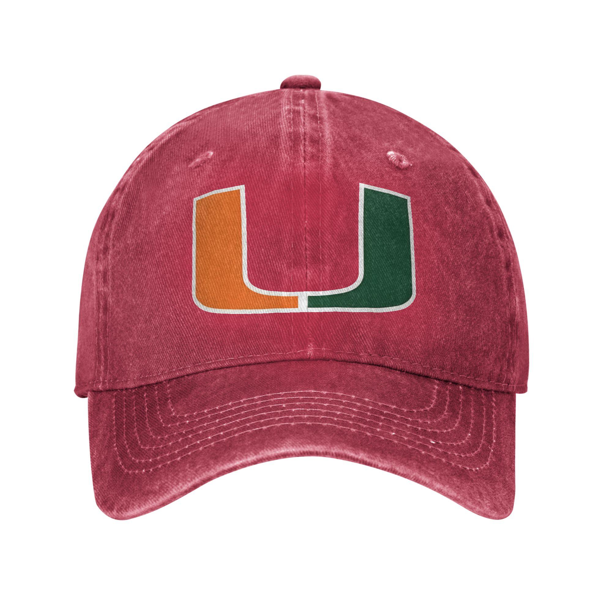 Washed Baseball Cap Miami Hurricanes 2025 College Football Playoff The U is Back Summer y2k Running Hippie Sun Baseball Caps One Size