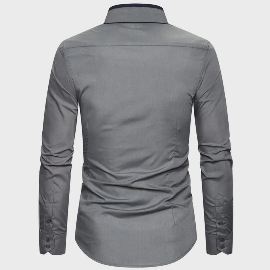 Jarní 2020 Pánská evropská a americká móda s dvouvrstvým límcem Business Casual Slim Fit košile s dlouhým rukávem – vícebarevná, k dispozici velké velikosti