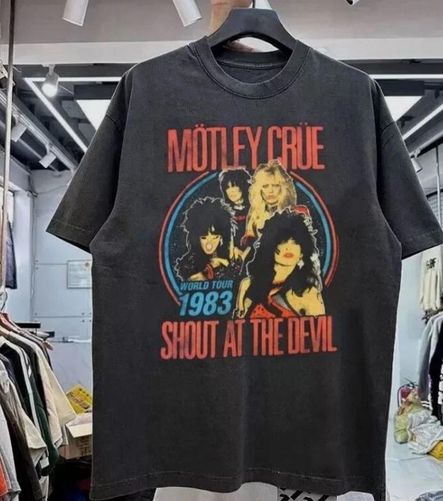 Motley Crue Band Shout At The Devil 1983 Tour Black Unisex Tshirt Reprint S-5XL 2XL