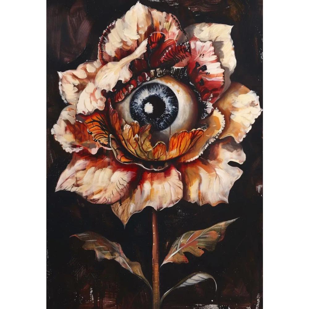 Surreal Skull Flower Gothic Posters Botanical Floral Eyeball Rose Vampire Prints Canvas Painting Wall Pictures Home Room Decor