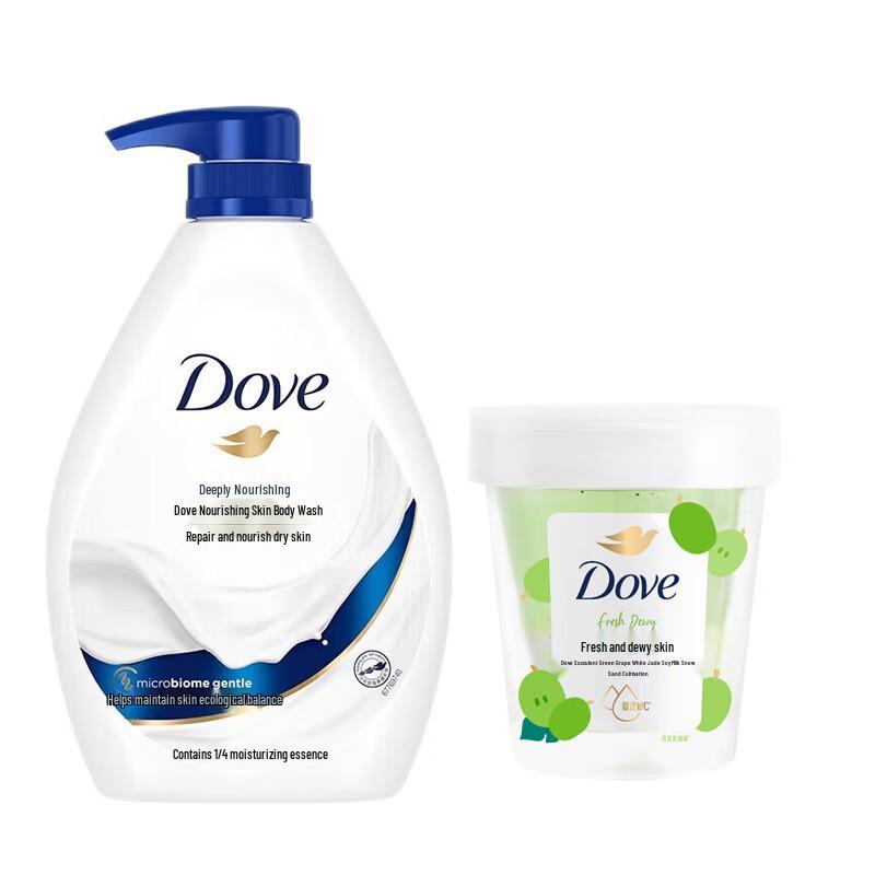 Dove Deeply Nourishing Shower Gel & Body Scrub Set (1000G + 250G)