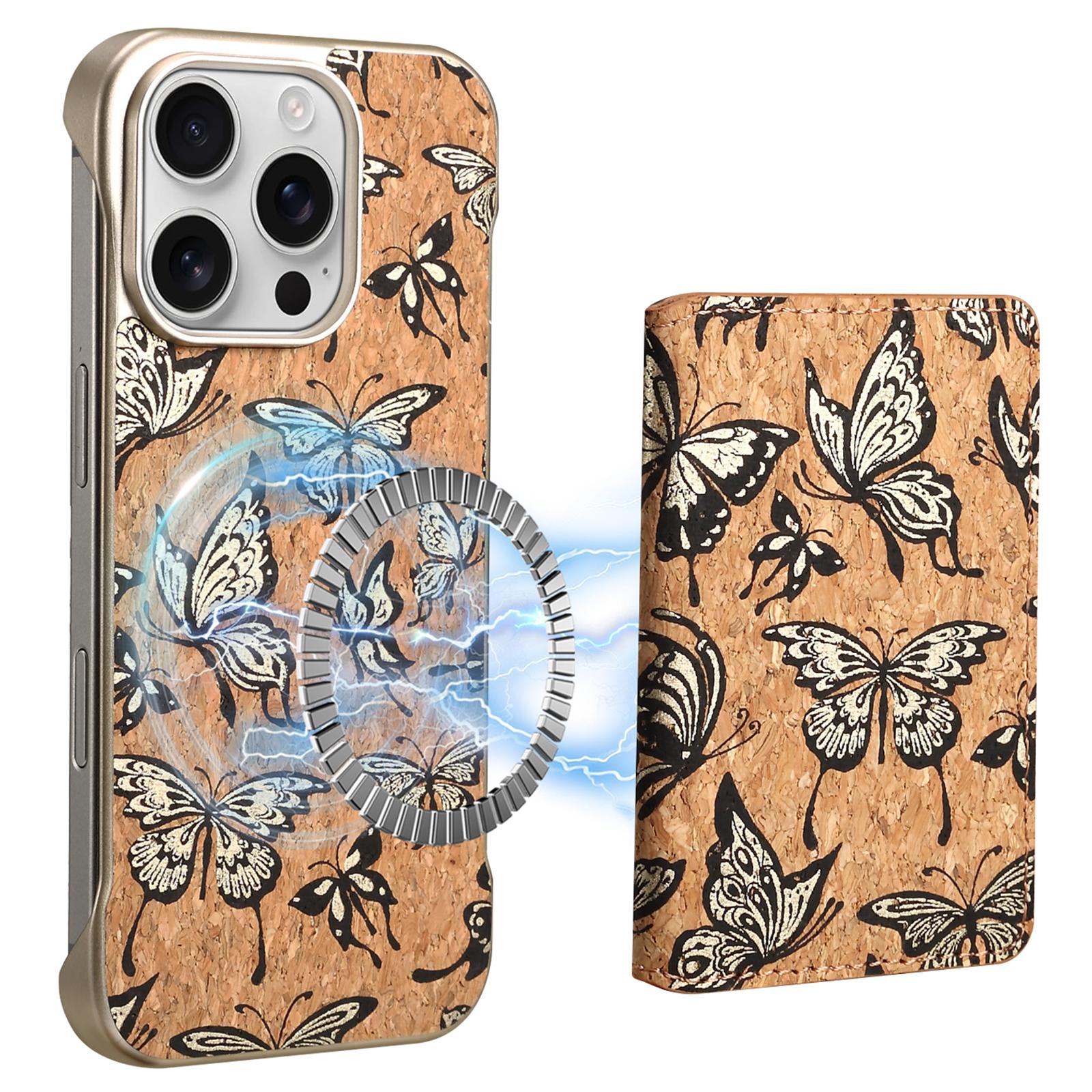 

For iPhone 16 Pro Max Magnetic Case Compatible with MagSafe Pattern Print PU + PC Phone Cover with Card Holder D
