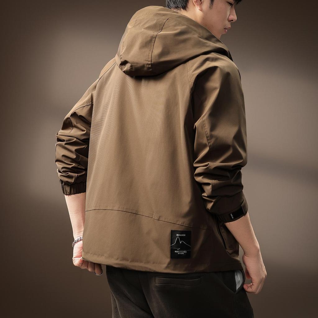 Premium Men's Outdoor Hooded Windbreaker - Functional, Durable, Autumn/Winter Jacket with Loose Fit and Three-Proof Technology