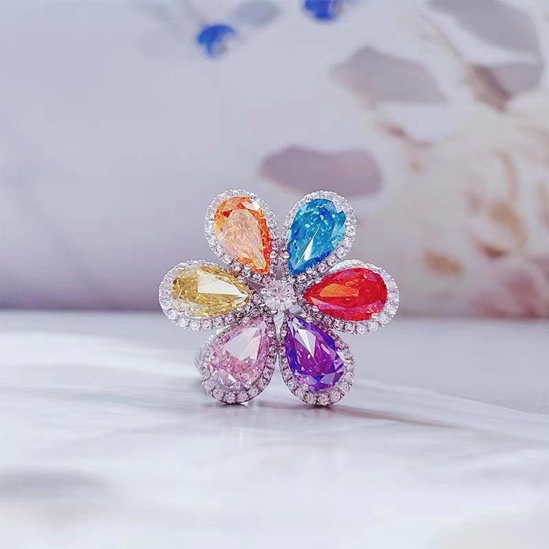 Colorful Sunflower Adjustable Ring: Fashionable, Versatile, Light Luxury Design for Women