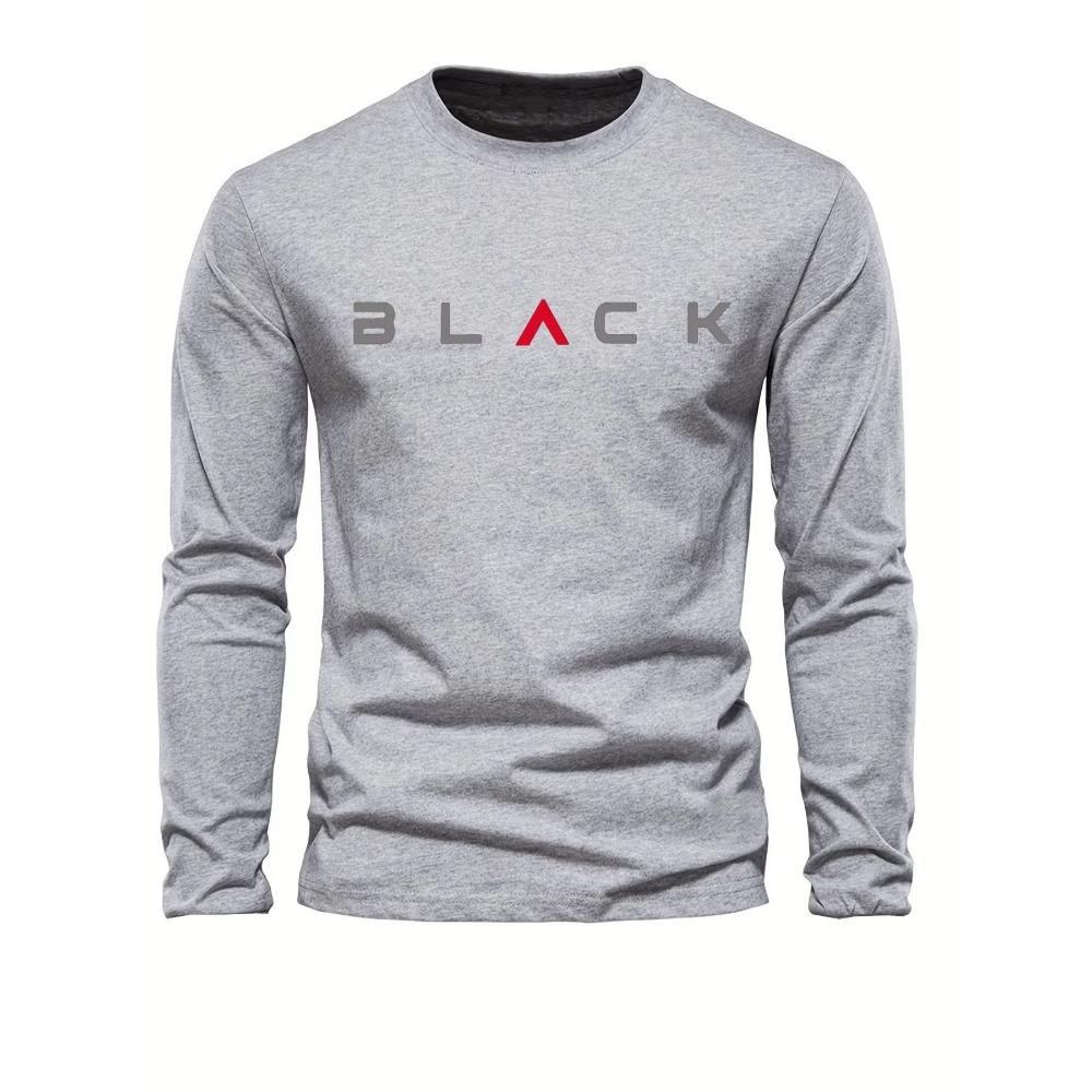 Long sleeved comfortable casual sports black letter printed round neck