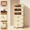 40-60cm Wide Transparent Foldable Double Door Floor Storage Cabinet with Multiple Layers