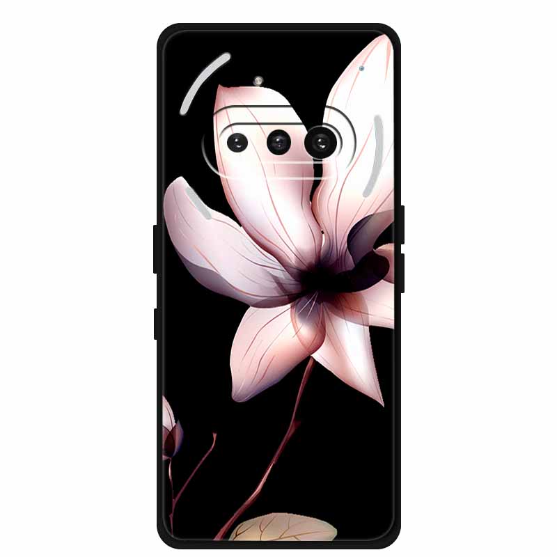 For Nothing Phone (3a) Case 3D Relief Flower Emboss Black Silicone Funda For Nothing Phone 3A A059 3D Back Cover Cartoon Bumper