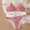 Summer New Women's Leopard Print Traceless and Steel Rim Bra Adjustable Shoulder Strap Back Women's Underwear Set