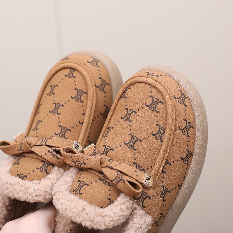 Winter new women's cotton shoes fleece thickened casual fashion Doudou shoes soft sole non-slip one pedal mother shoes