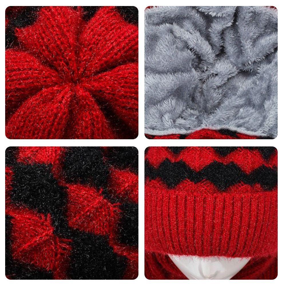 Thickened Knitted Hat Scarf Windproof Ear Protection Cap Casual Beanie Hat for Women
