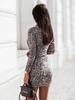 1796# Autumn/Winter Long Sleeve Waist-Hugging Sexy Fashion Dress