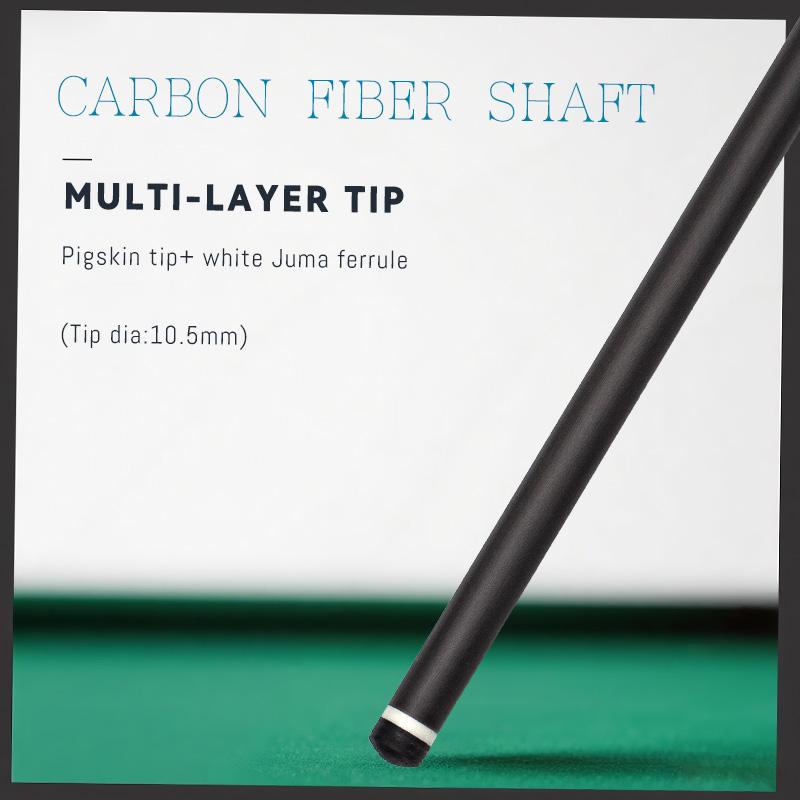 OKHEALING Carbon Fiber Pool Cue Stick Low Deflection Billiard Cue 11.8mm Tip, Radial Pin Joint 147cm/58inch Length 19oz Weight, Play Cue