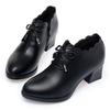 Schuhe tiefer Schnitt dicker Absatz einzelne Schuhe Frühling und Herbst neu weiches Leder mittlerer Absatz mittlere Lederschuhe