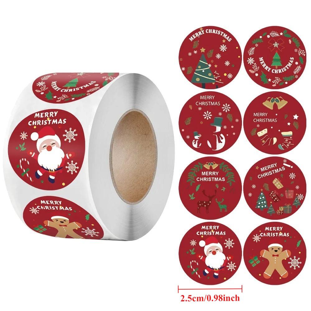 

Рождественские наклейки 500 шт./рулон Праздничные наклейки-печати для упаковки подарков, выпечки, конвертов, DIY, канцелярские наклейки для декора 500PCS