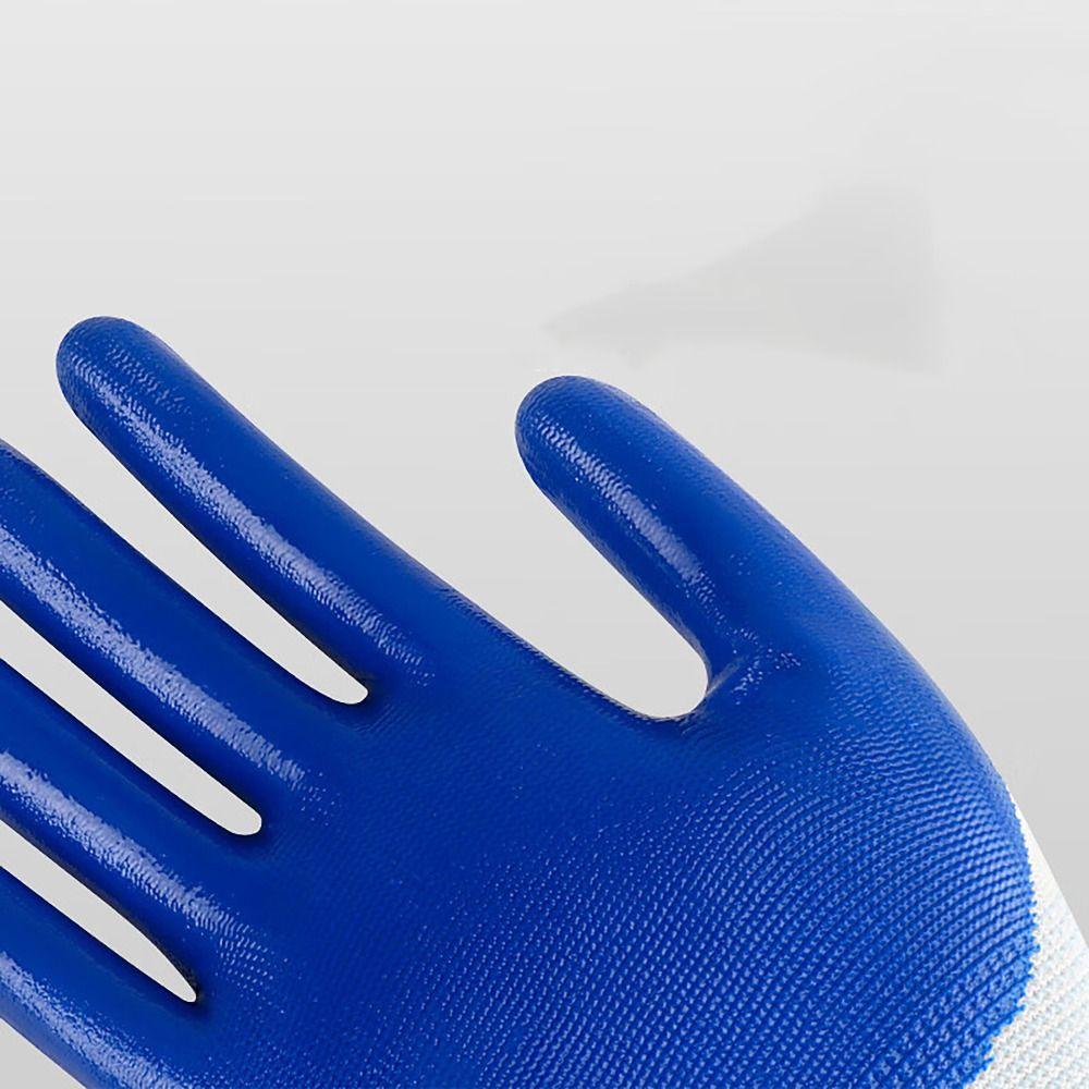 12pairs Nylon Safety Working Gloves Anti-puncture Excellent Grip Nitrile Coated Gloves Wear-Resistant Durable