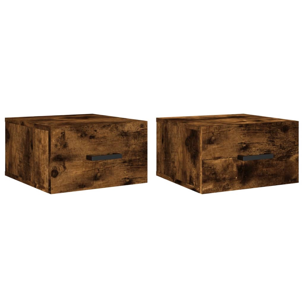 Wall Mounted Nightstands (2 pcs) Smoked Oak 35 x 35 x 20 cm