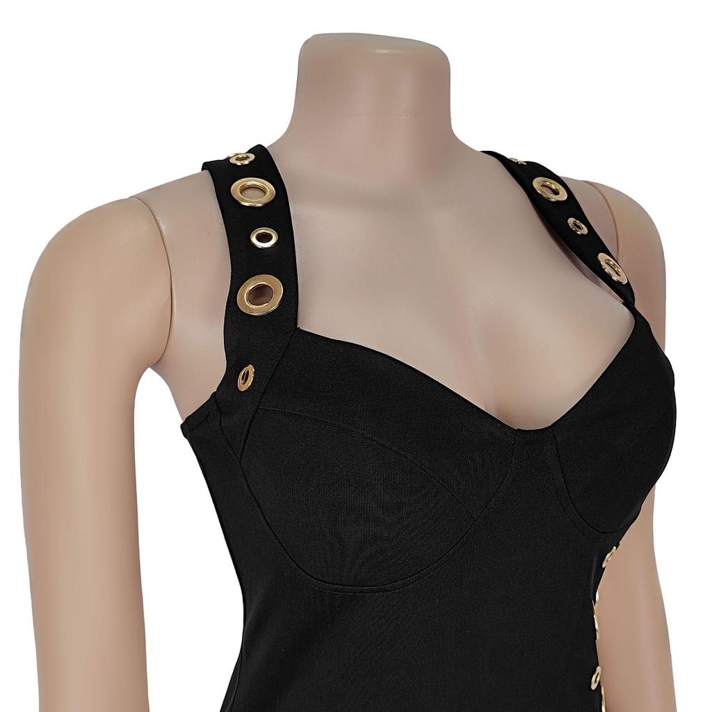C7322 Elegant Slim-Fit Women's Dress with Button Decoration