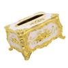 Tissue Box Cover Holder Luxury Facial Napkin Paper Towel Organizer Dining Room Ornaments Rose Pattern Gold White