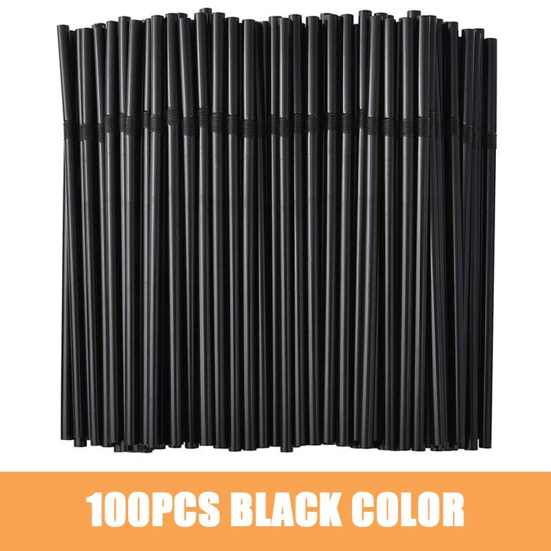 100Pcs Plastic Straws Drinking Disposable Rietjes 21cm Long Flexible Cocktail Straw For Kitchen Beverage Accessories