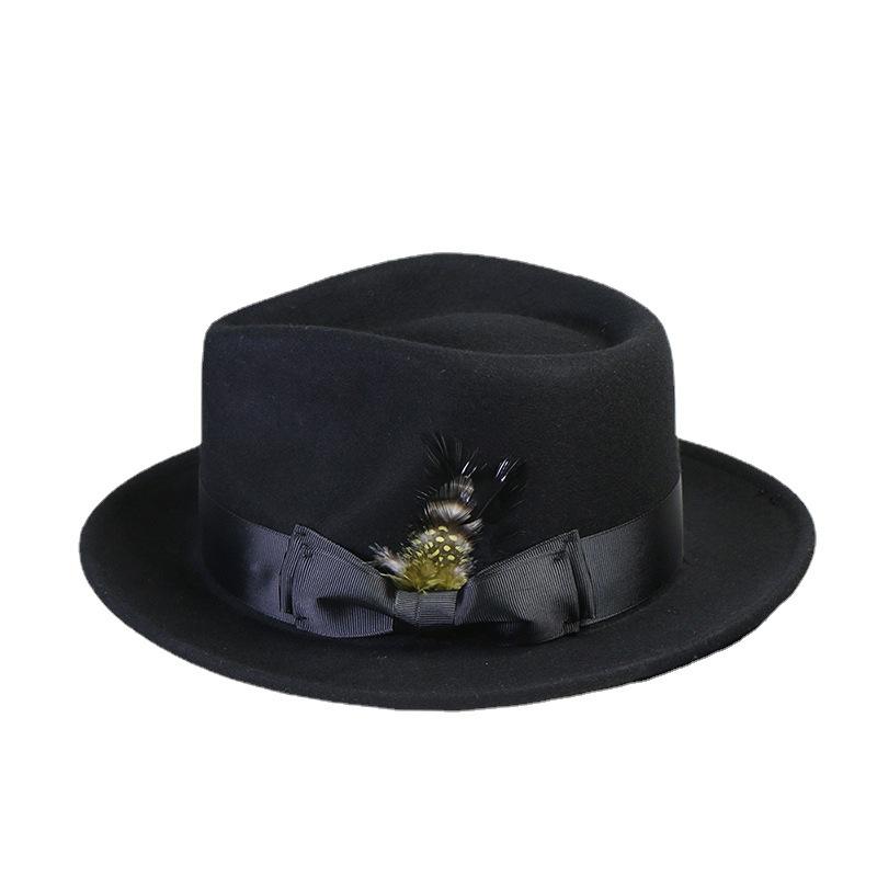 Mauni Hat, Top Hat, Jazz Hat, Bow, Woolen Hat, Large Brim.
