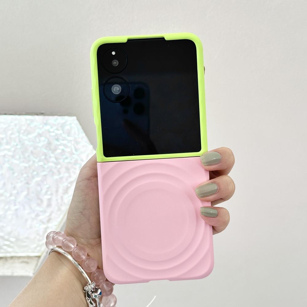 For Xiaomi Mix Flip and Mix Flip 2 Case Magsafe Ripple Pattern Contrast Color Block Foldable Matte Anti-Slip Grip Cover