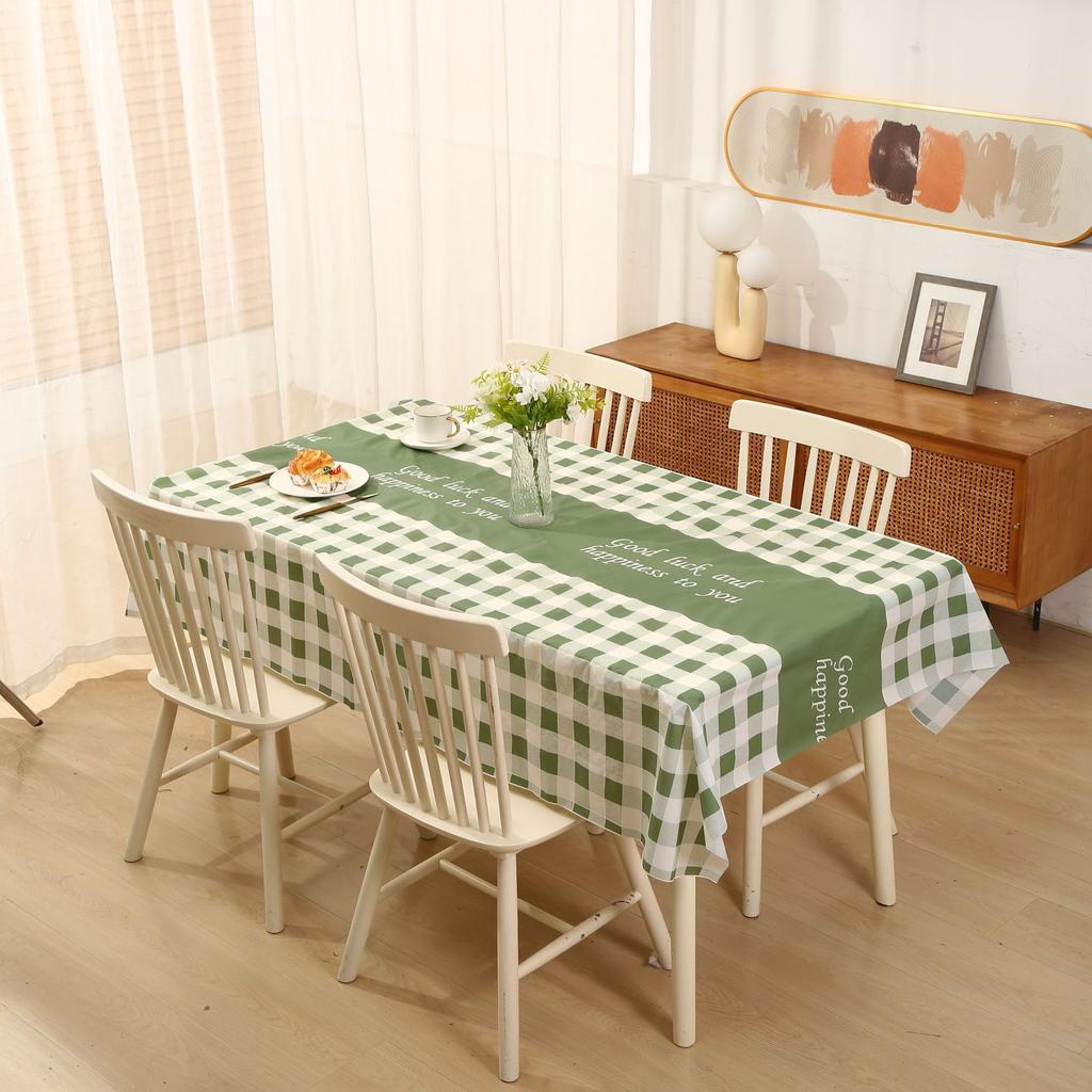 Simple Waterproof, Oil-Proof, Leave-In, High-End Sense Of Dirt-Resistant Home Modern Grid Peva Anti-Scalding Plaid Tablecloth