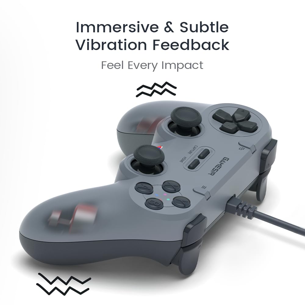 GameSir Tegenaria Lite Wired Controller for 1000Hz Polling Hall Effect Dual Vibration with Two Remappable and Turbo Function Support for and Switch