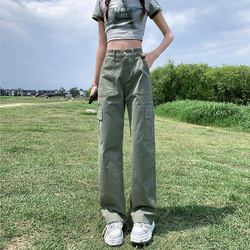 High Street Straight Work Trousers Women Spring and Autumn High Waist Loose Thin Casual Wide Leg Trousers